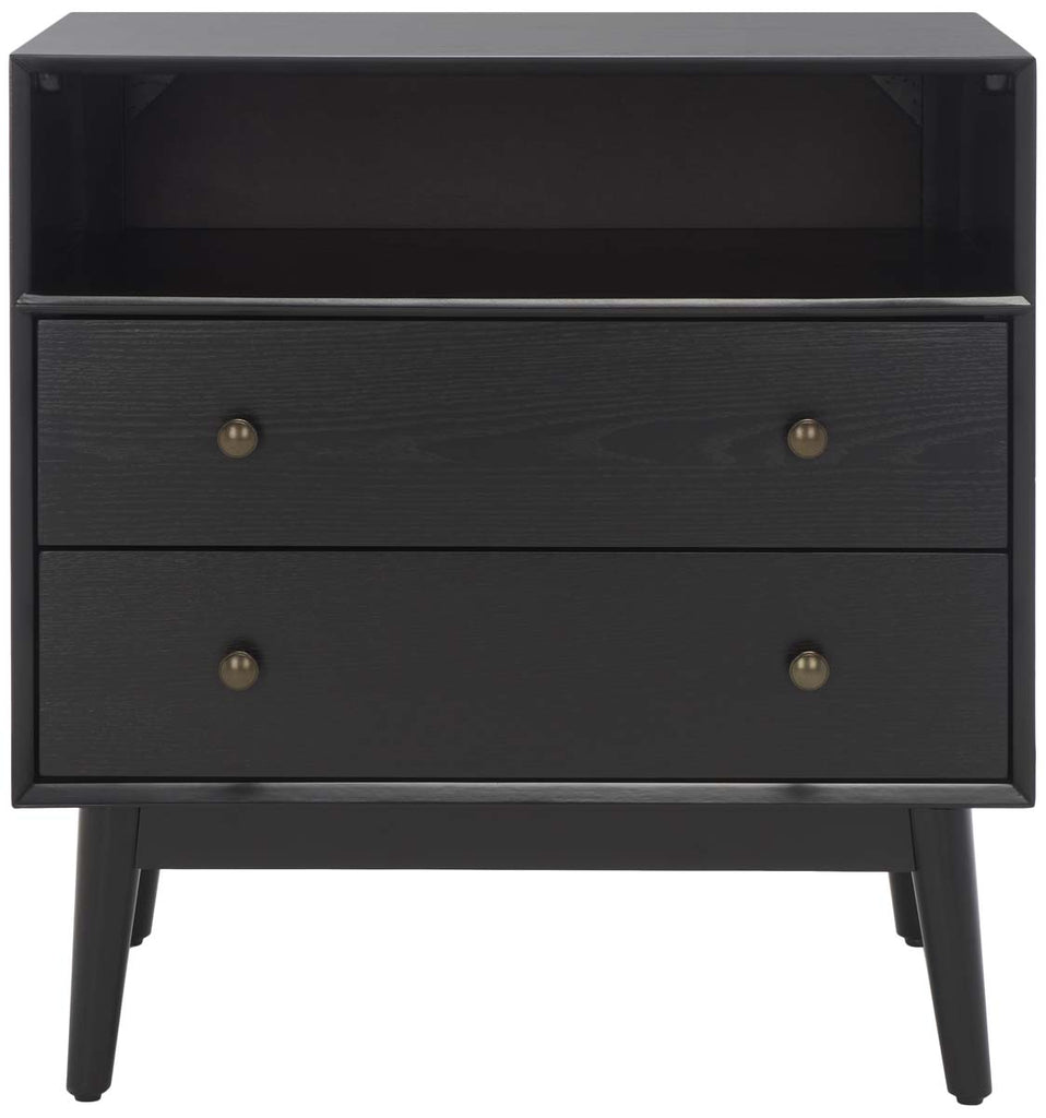 Safavieh Scully 2 Drawer 1 Shelf Chest - Black/ Antique Gold Drawer Knobs