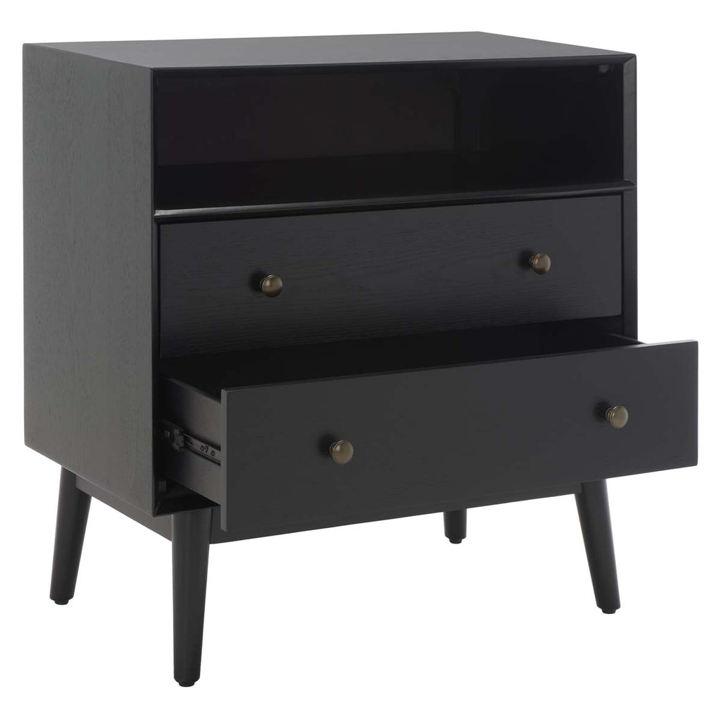 Safavieh Scully 2 Drawer 1 Shelf Chest - Black/ Antique Gold Drawer Knobs