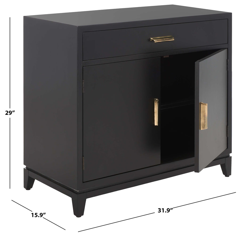 Safavieh Nigel 2 Door 1 Drawer Chest - Black / Brass