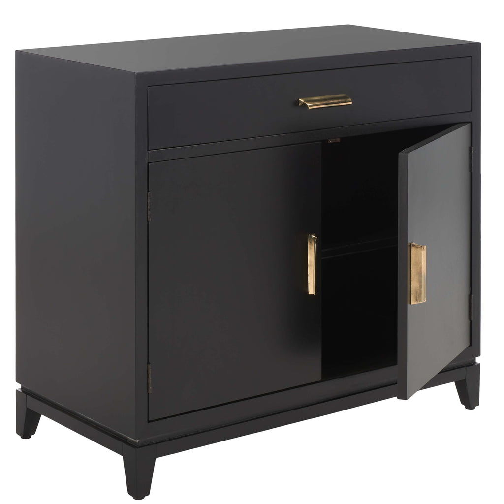 Safavieh Nigel 2 Door 1 Drawer Chest - Black / Brass