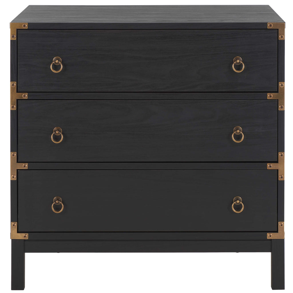 Safavieh Galio 3 Drawer Chest, Black / Gold