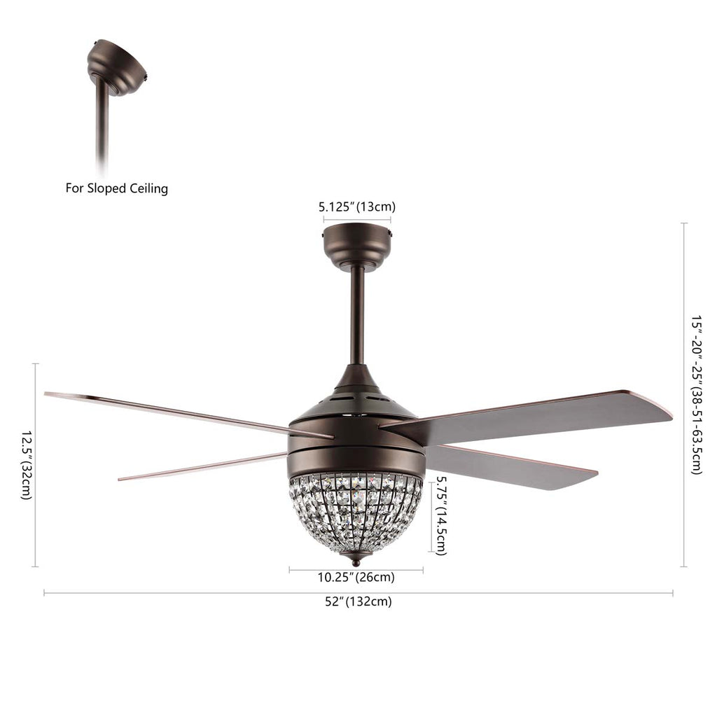 Safavieh Crista Ceiling Fan/Remote - Oil Rubbed Bronze