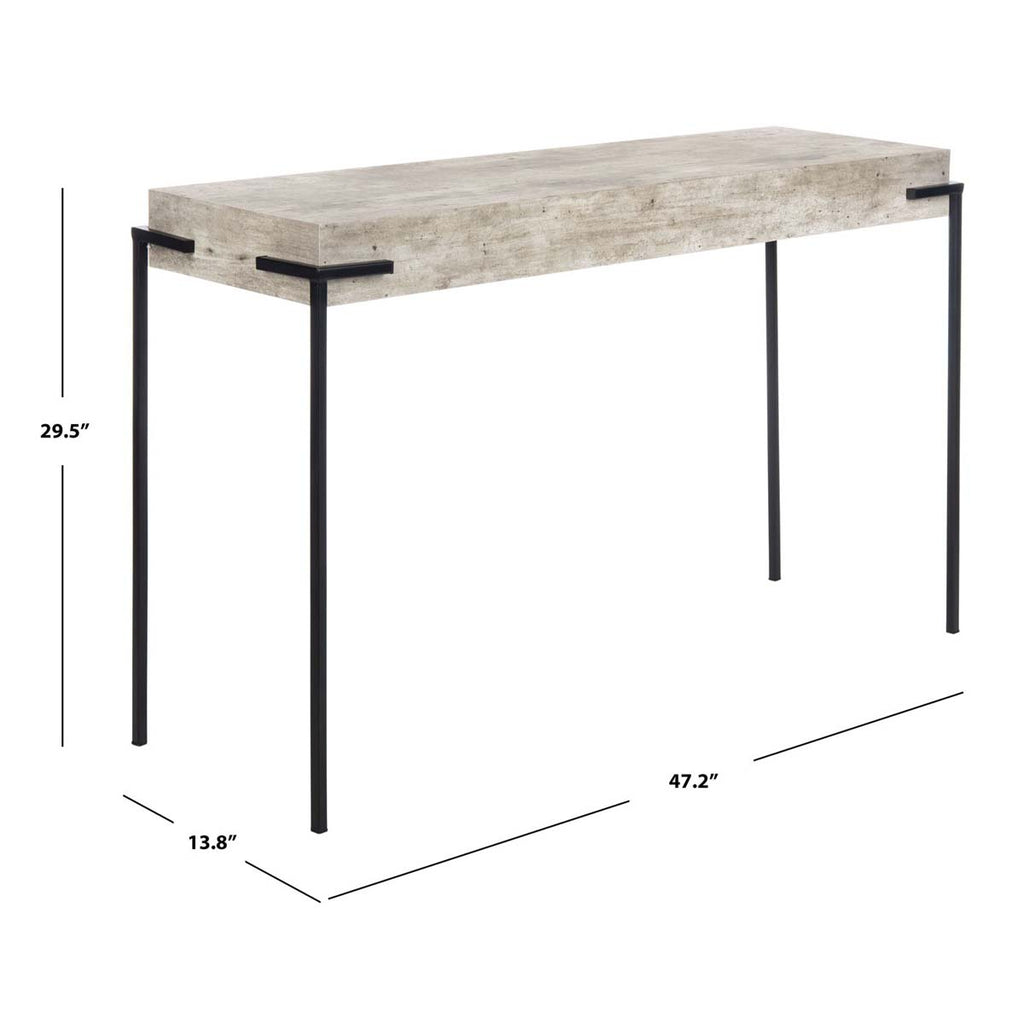 Safavieh Eli Rectangle Console Table - Light Grey Faux Concrete/Black