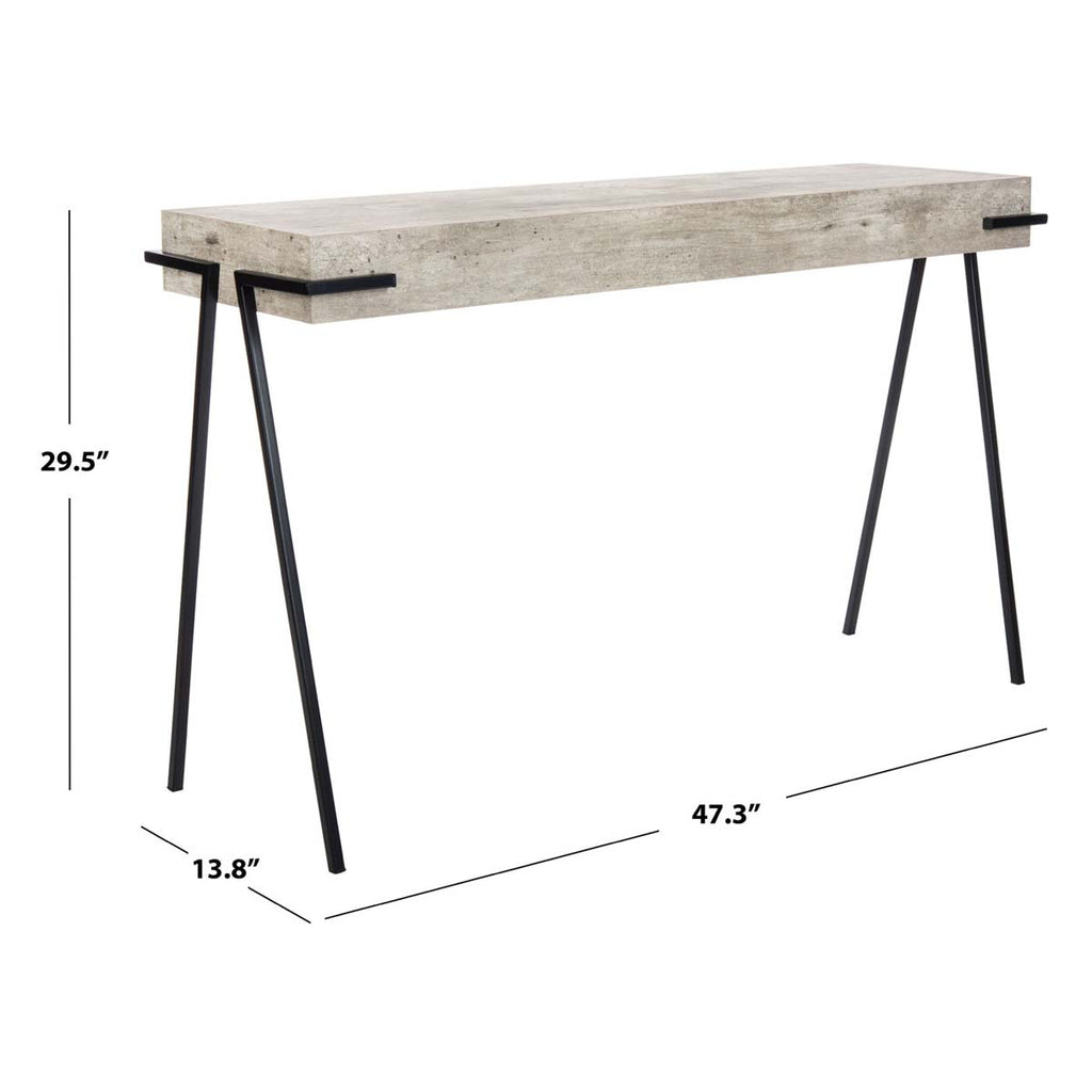 Safavieh Jett Rectangle Console Table - Light Grey Faux Concrete/Black