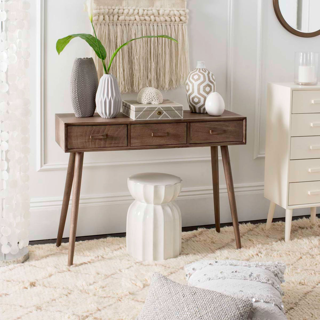 Safavieh Albus 3 Drawer Console Table - Chocolate