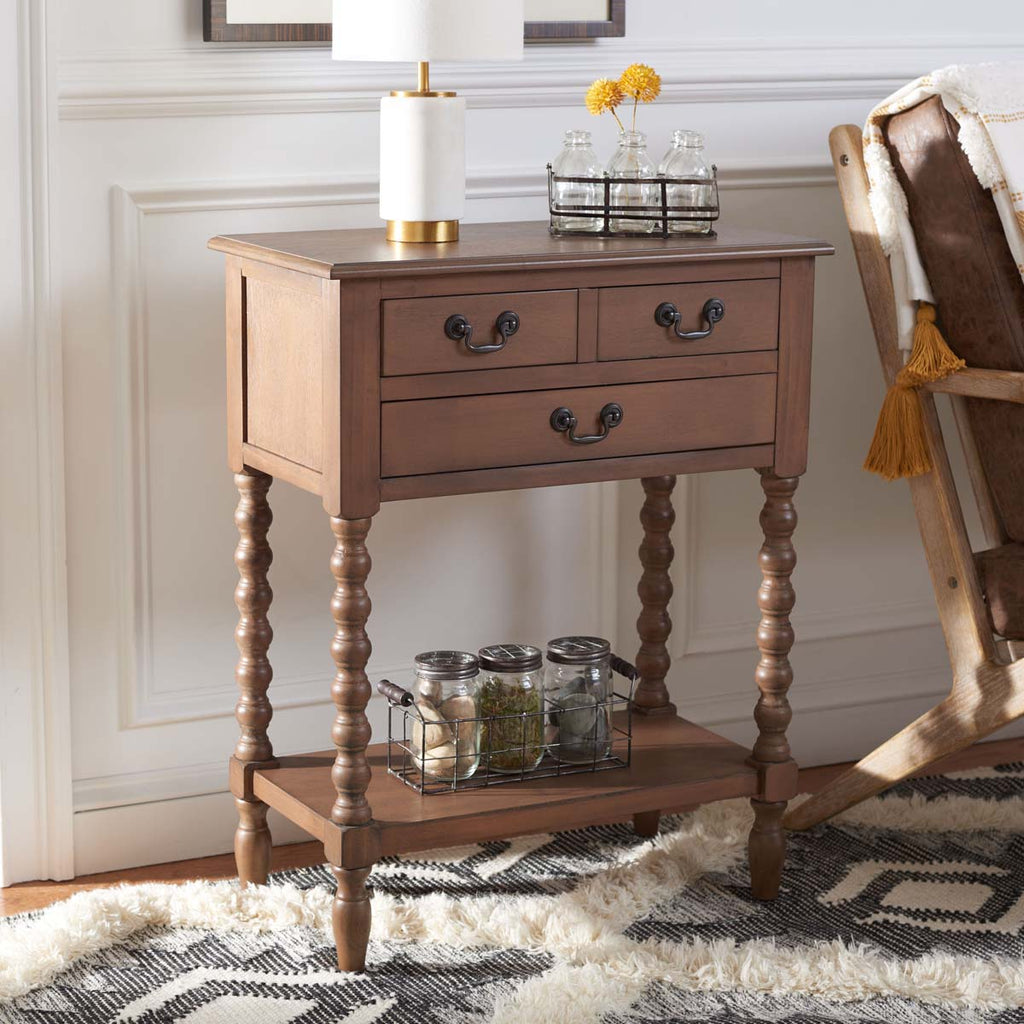 Safavieh Athena 3 Drawer Console Table-Brown