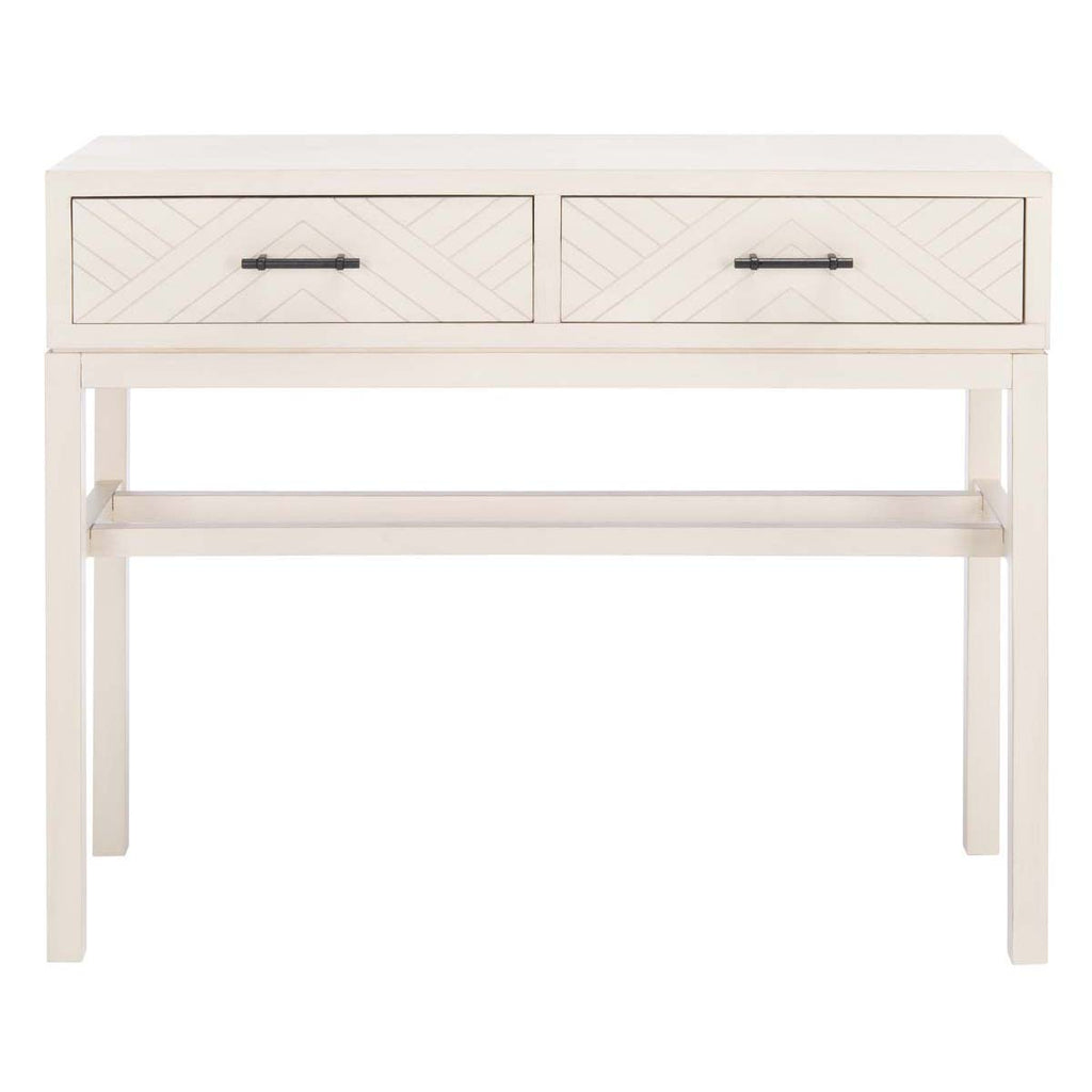 Ajana 2 Drawer Console | Safavieh - CNS5709 - Distresswed White  W/Distressed White Drawer