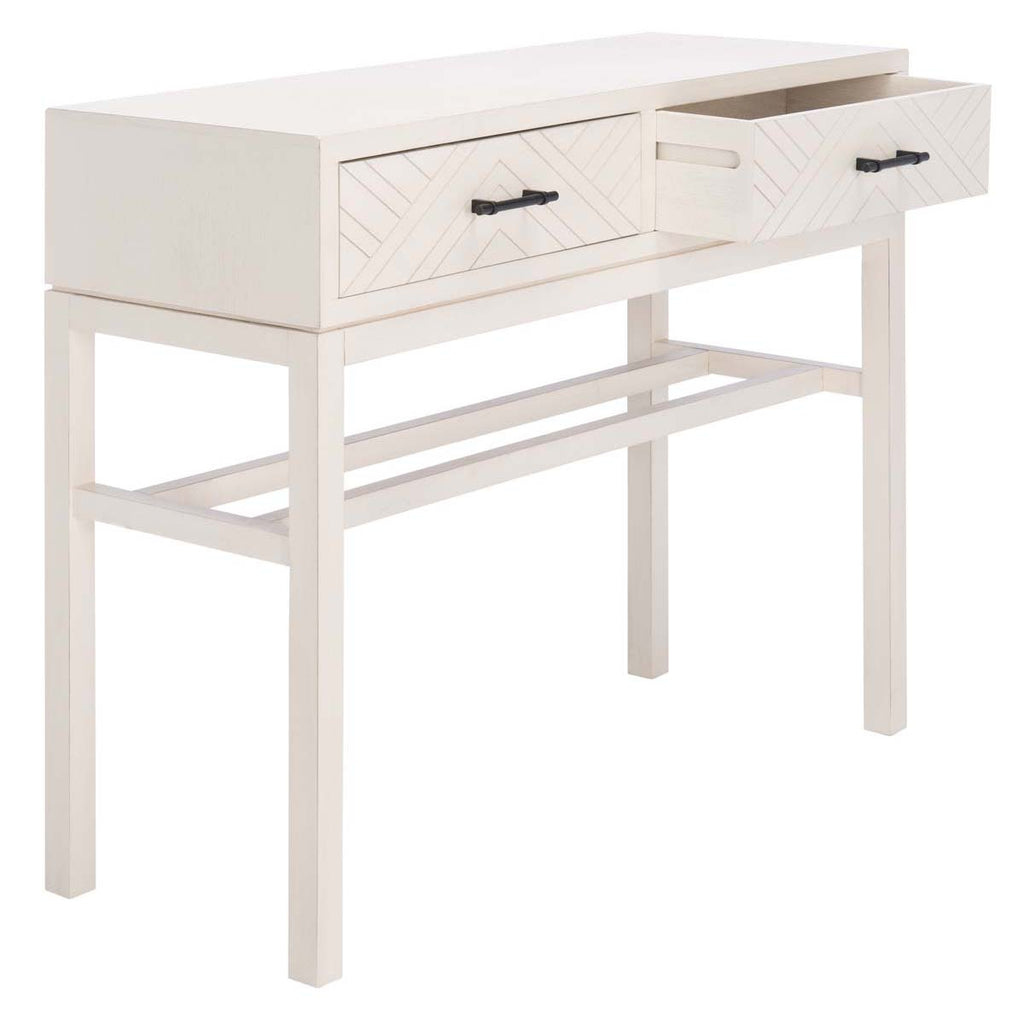 Ajana 2 Drawer Console | Safavieh - CNS5709 - Distresswed White  W/Distressed White Drawer