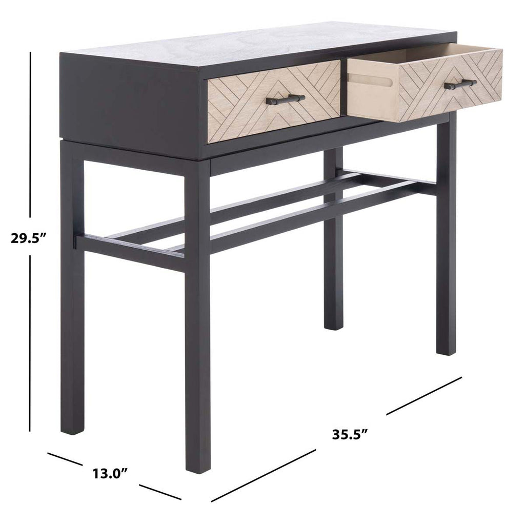 Safavieh Ajana 2 Drawer Console-Black W/ Greige Drawer