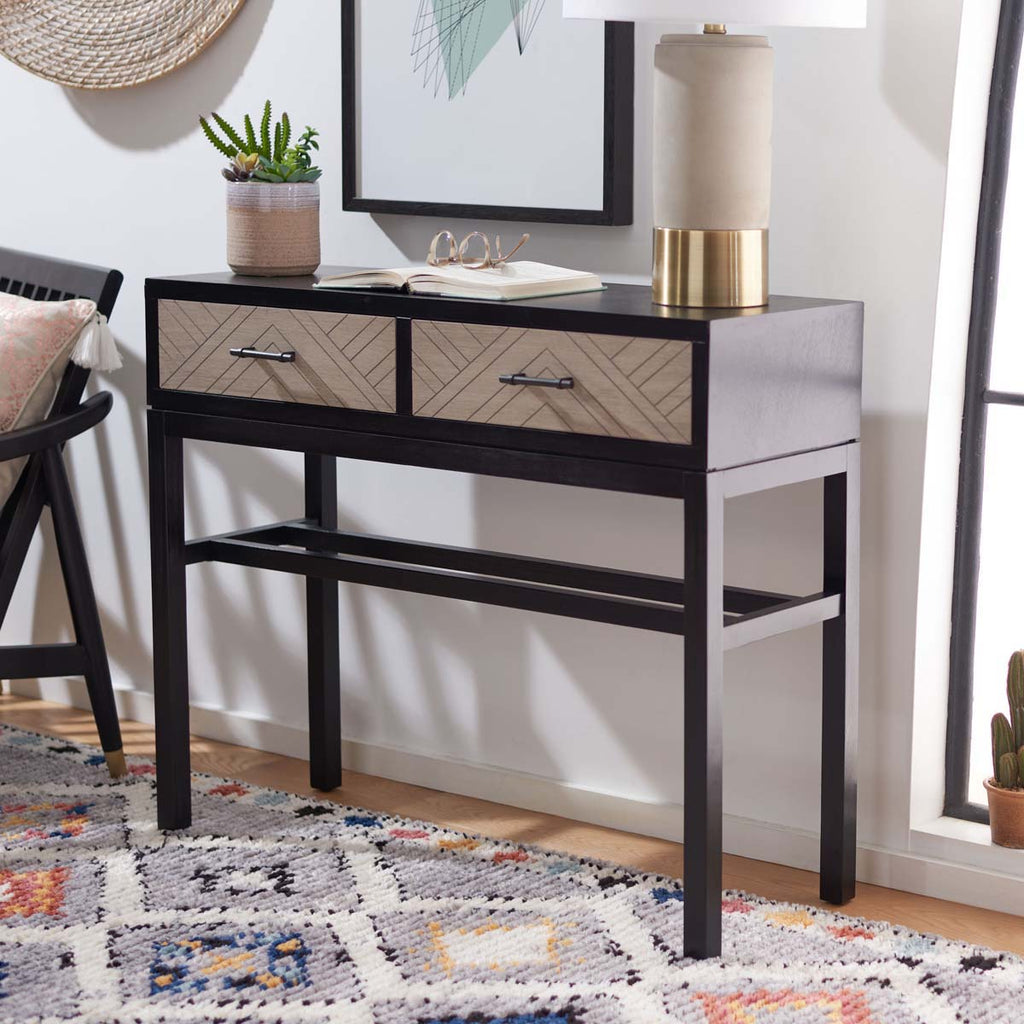 Safavieh Ajana 2 Drawer Console-Black W/ Greige Drawer