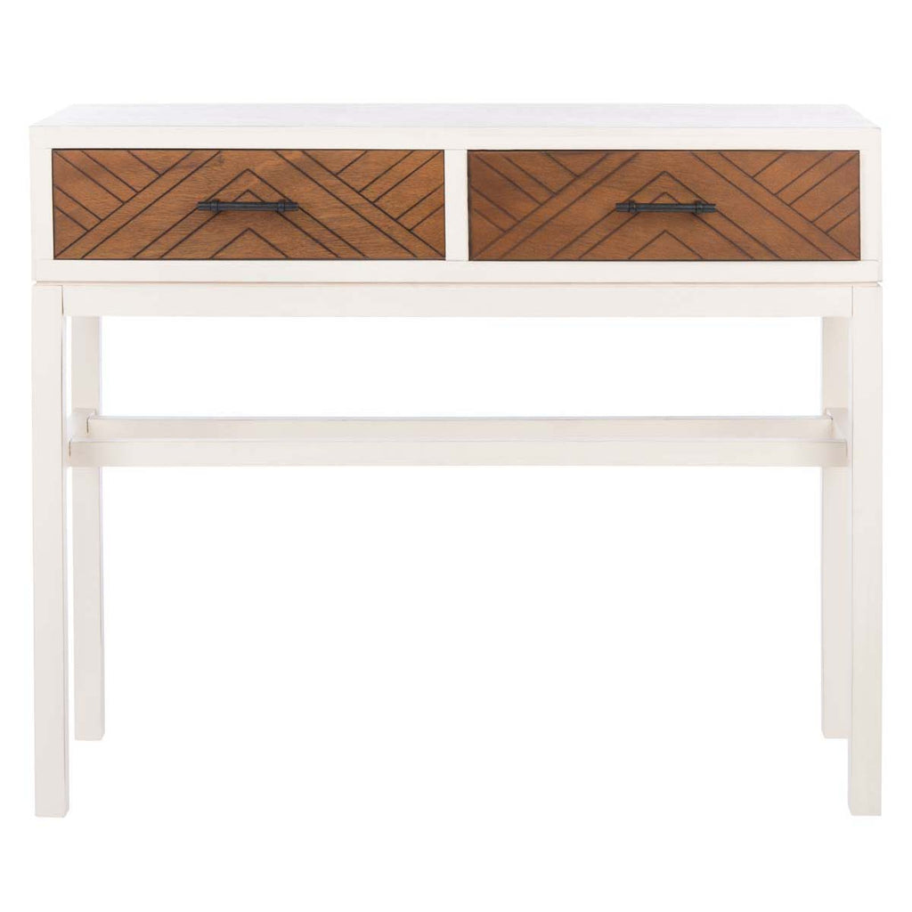 Safavieh Ajana 2 Drawer Console - Distressed White / Honey