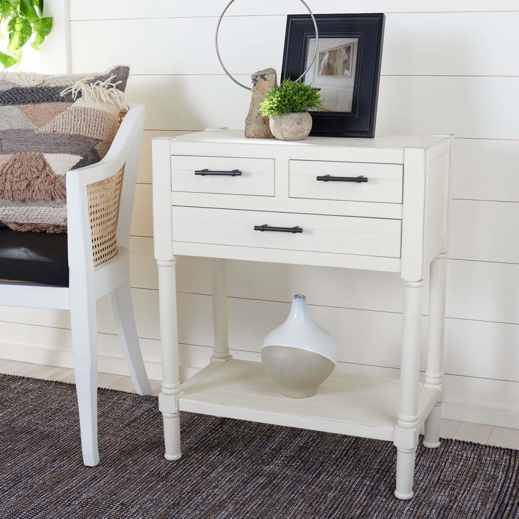 Safavieh Filbert 3 Drawer Console Table-Distressed White