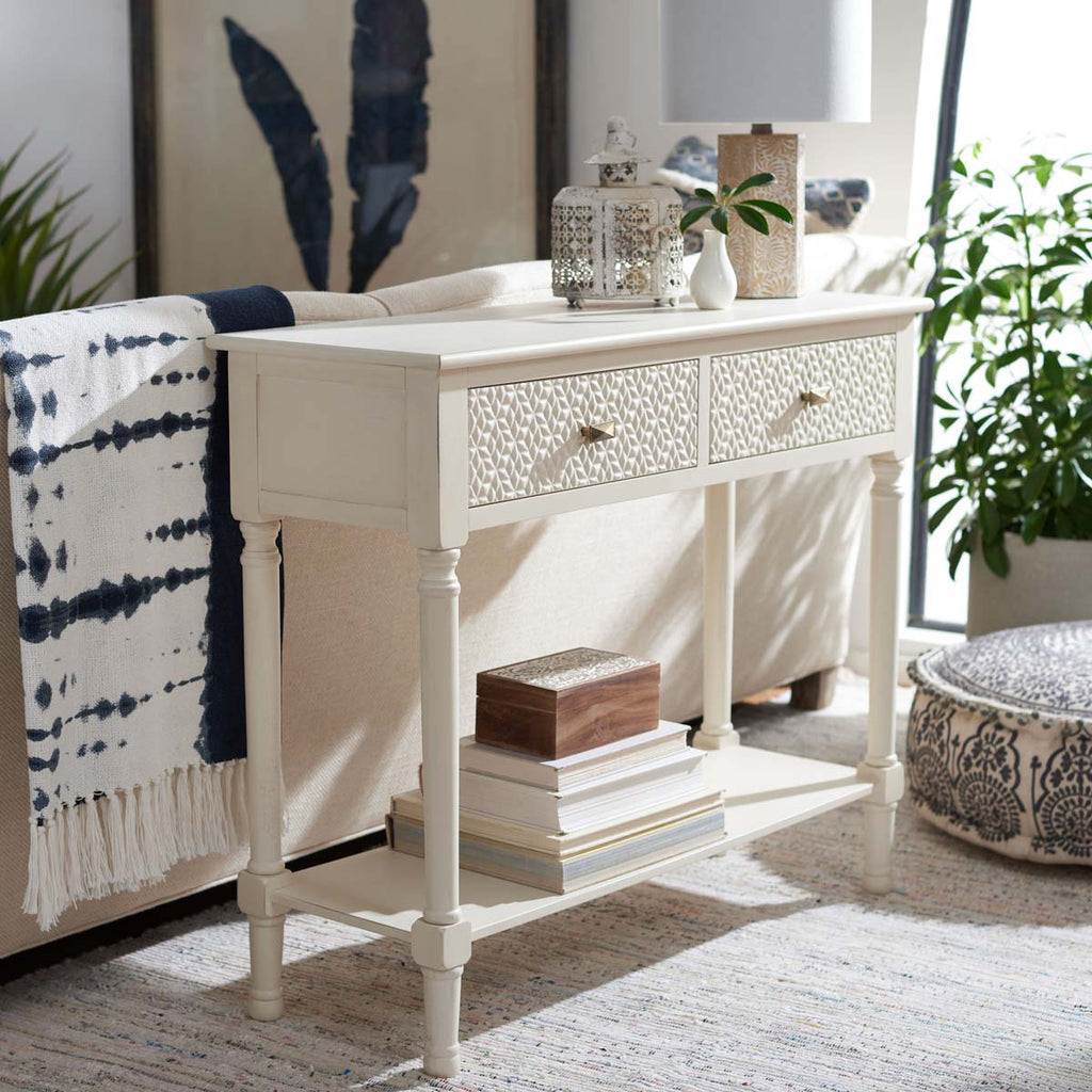 Safavieh Halton 2Drw Console Table-Distressed White