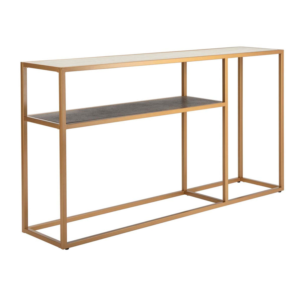 Safavieh Octavia Console Table - Beige Faux Stone/Black Faux Granite/Gold