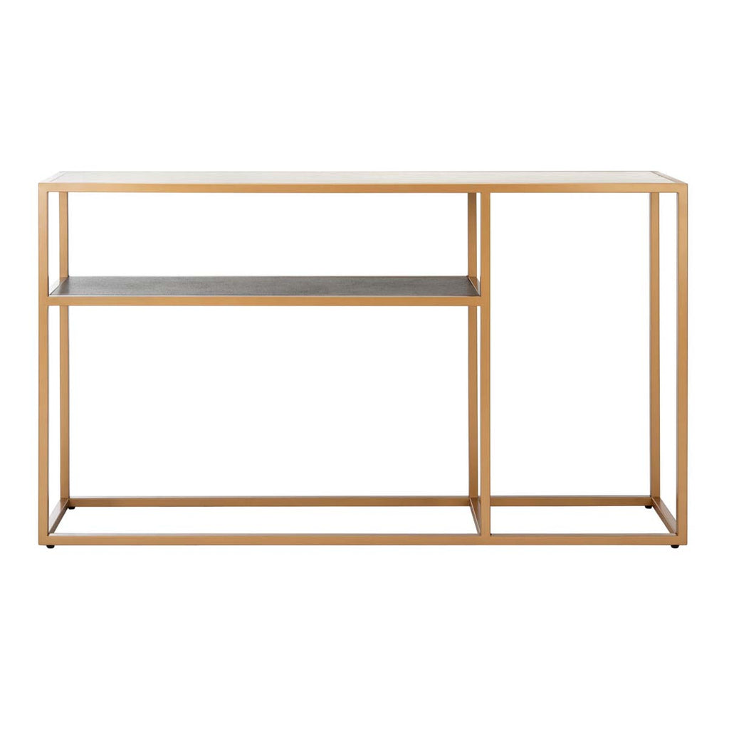 Safavieh Octavia Console Table - Beige Faux Stone/Black Faux Granite/Gold