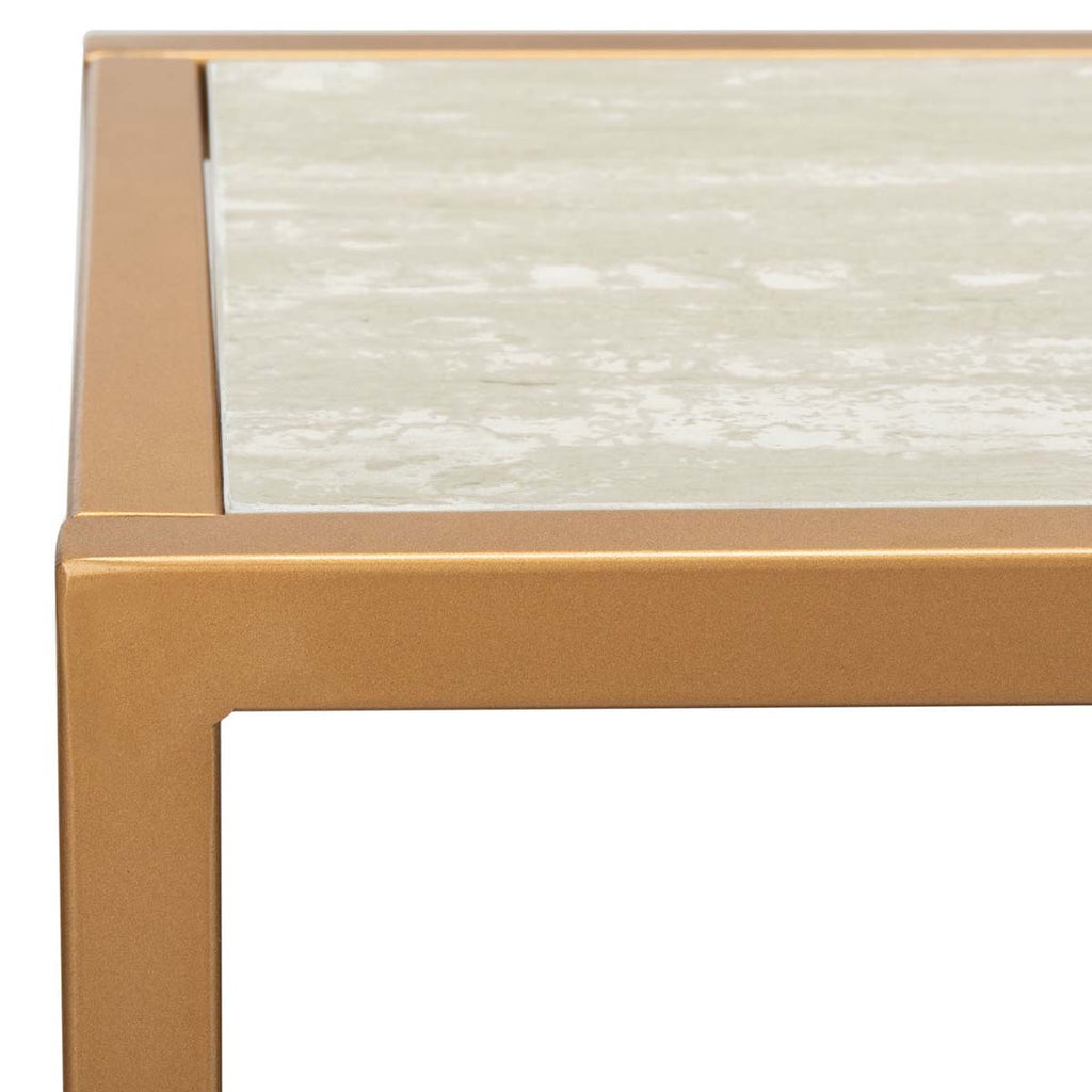 Safavieh Octavia Console Table - Beige Faux Stone/Black Faux Granite/Gold