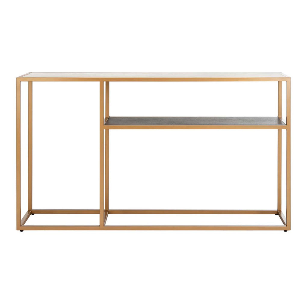 Safavieh Octavia Console Table - Beige Faux Stone/Black Faux Granite/Gold