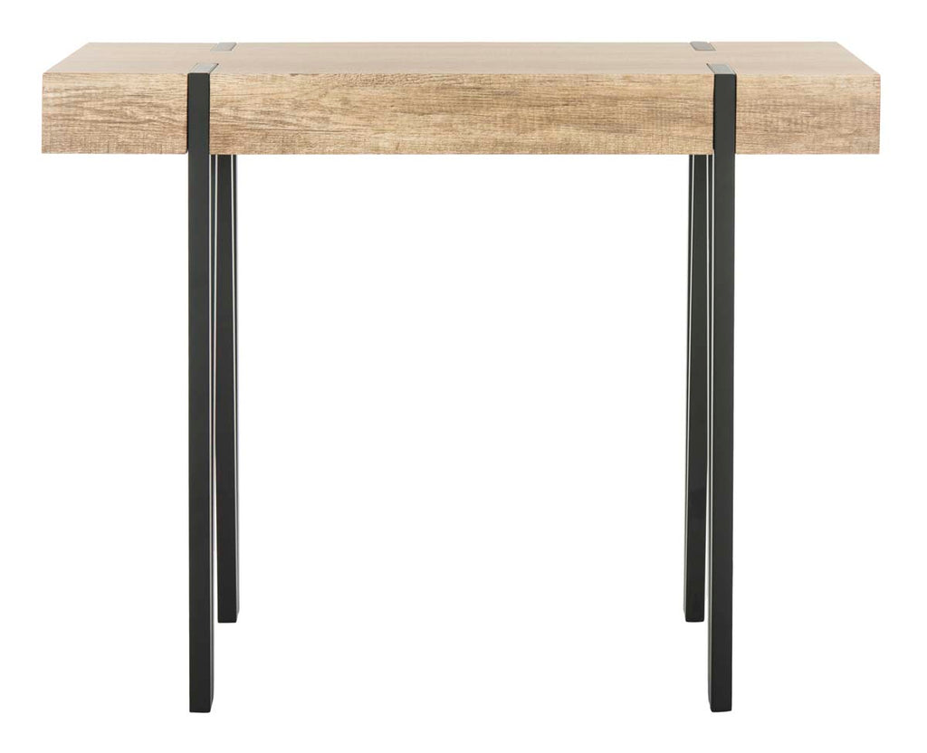 Safavieh Alyssa Rectangular Rustic Midcentury Wood Top Console Table - Multi/Brown/Black Metal Legs