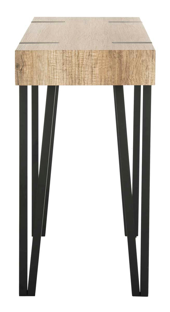 Safavieh Alyssa Rectangular Rustic Midcentury Wood Top Console Table - Multi/Brown/Black Metal Legs