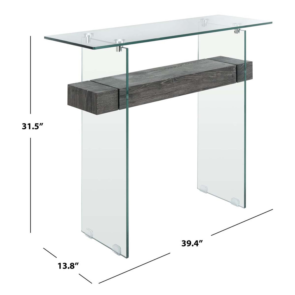 Safavieh Kayley Console Table - Glass/Black Oak Shelf