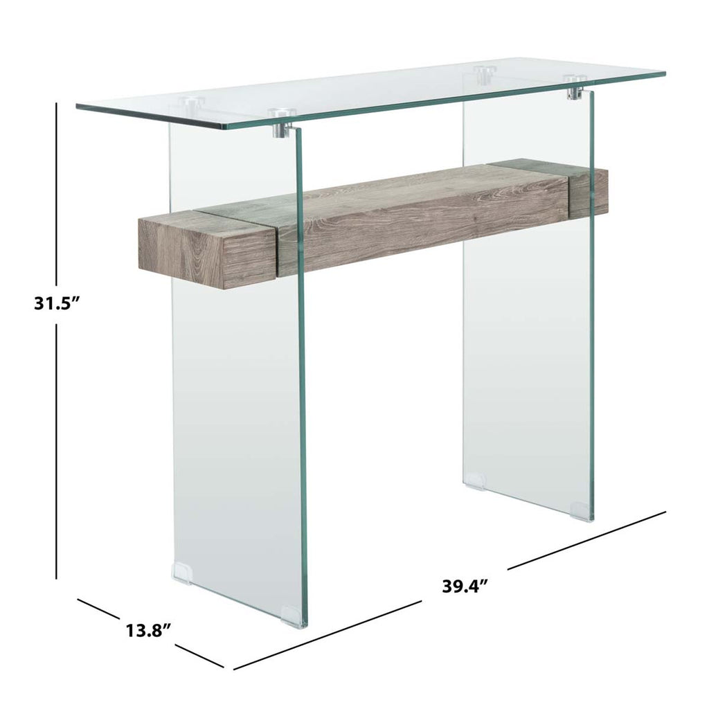 Safavieh Kayley Console Table - Glass/Grey Oak Shelf