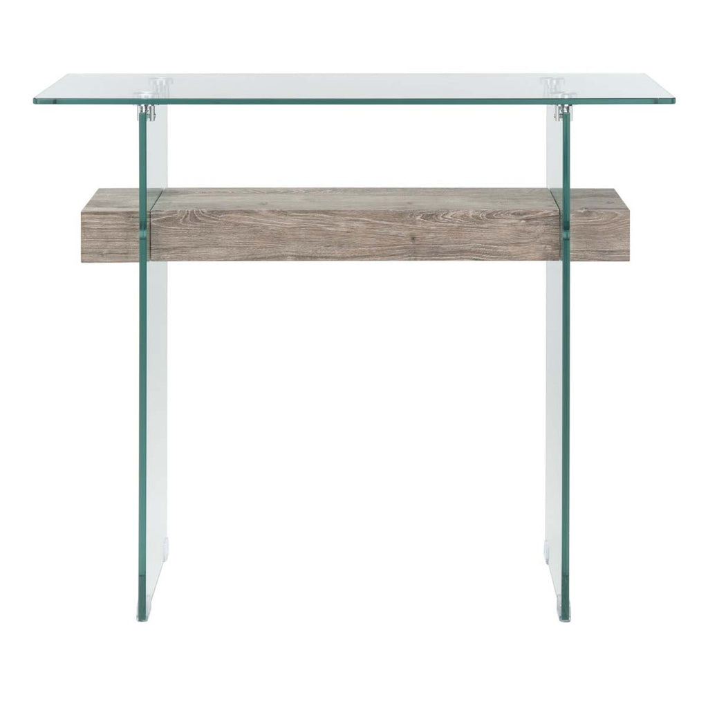 Safavieh Kayley Console Table - Glass/Grey Oak Shelf