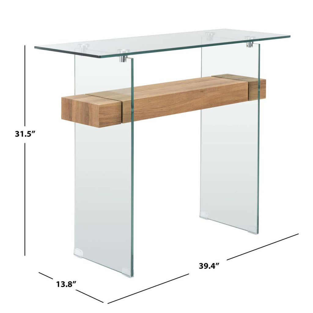 Safavieh Kayley Console Table - Glass/Natural Brown Shelf