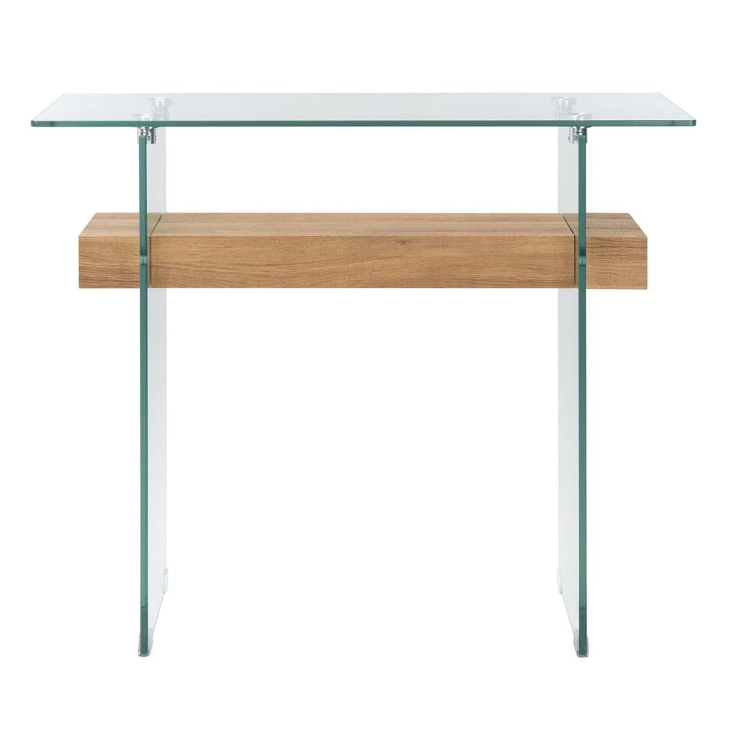 Safavieh Kayley Console Table - Glass/Natural Brown Shelf