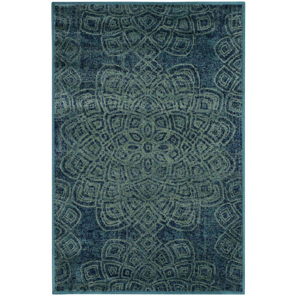 Safavieh Retro Elan 8 X 8 (ft) Light Blue/Blue Round Indoor Ombre Area Rug