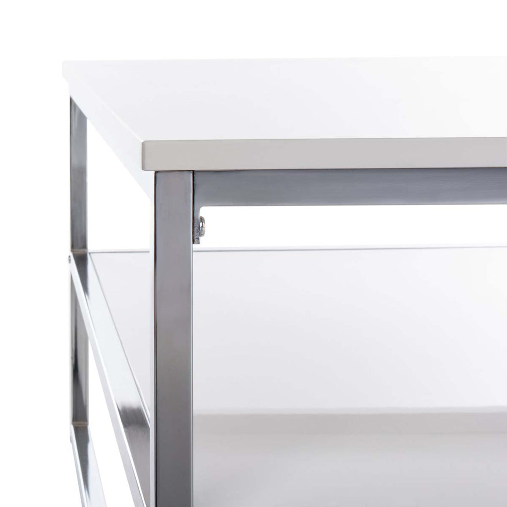 Safavieh Aliza 2 Tier Square Coffee Table - White Lacquer/Chrome