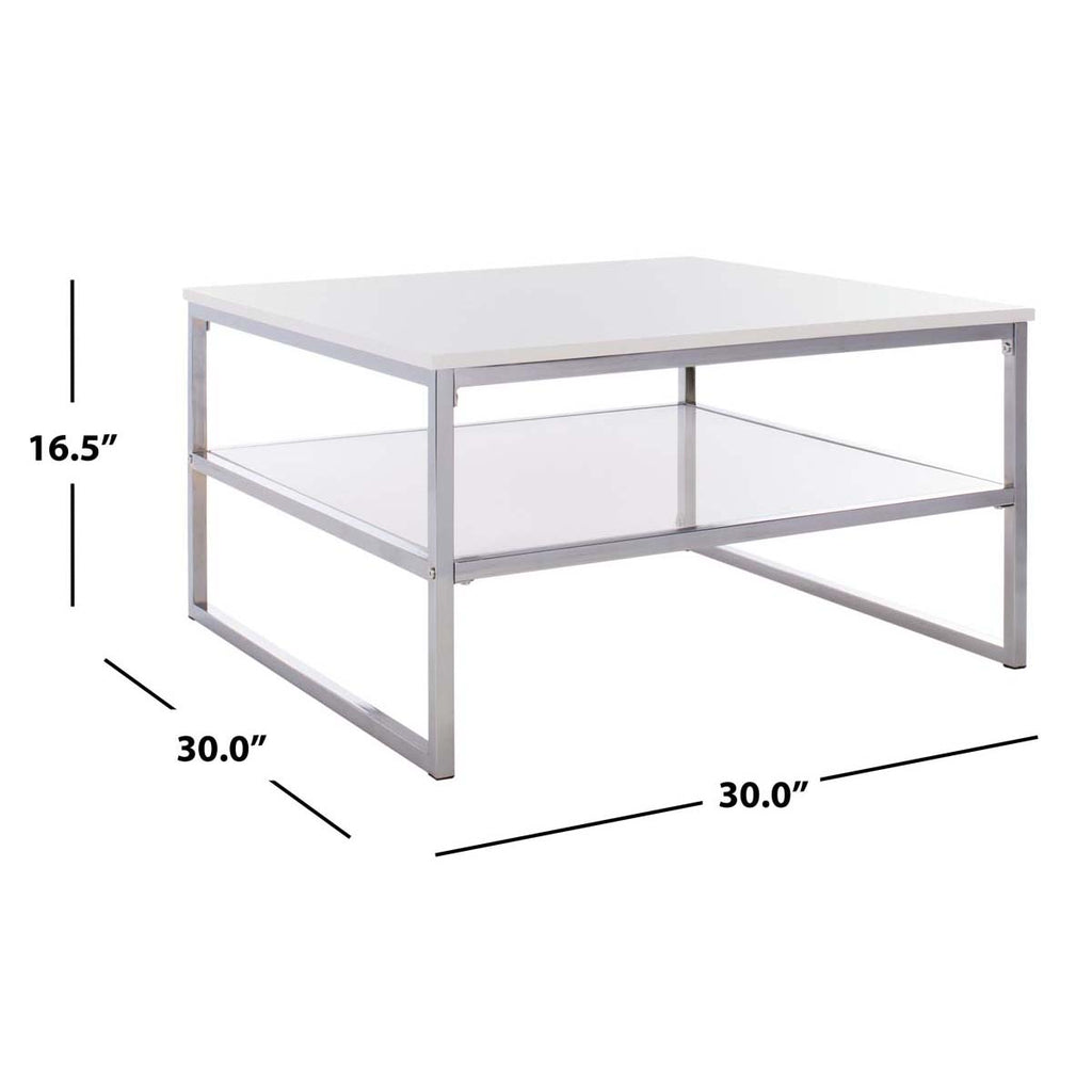 Safavieh Aliza 2 Tier Square Coffee Table - White Lacquer/Chrome