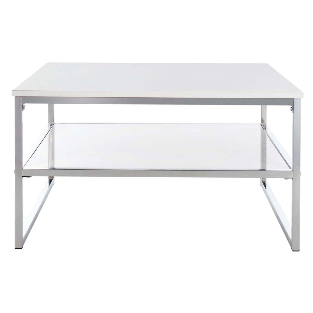 Safavieh Aliza 2 Tier Square Coffee Table - White Lacquer/Chrome