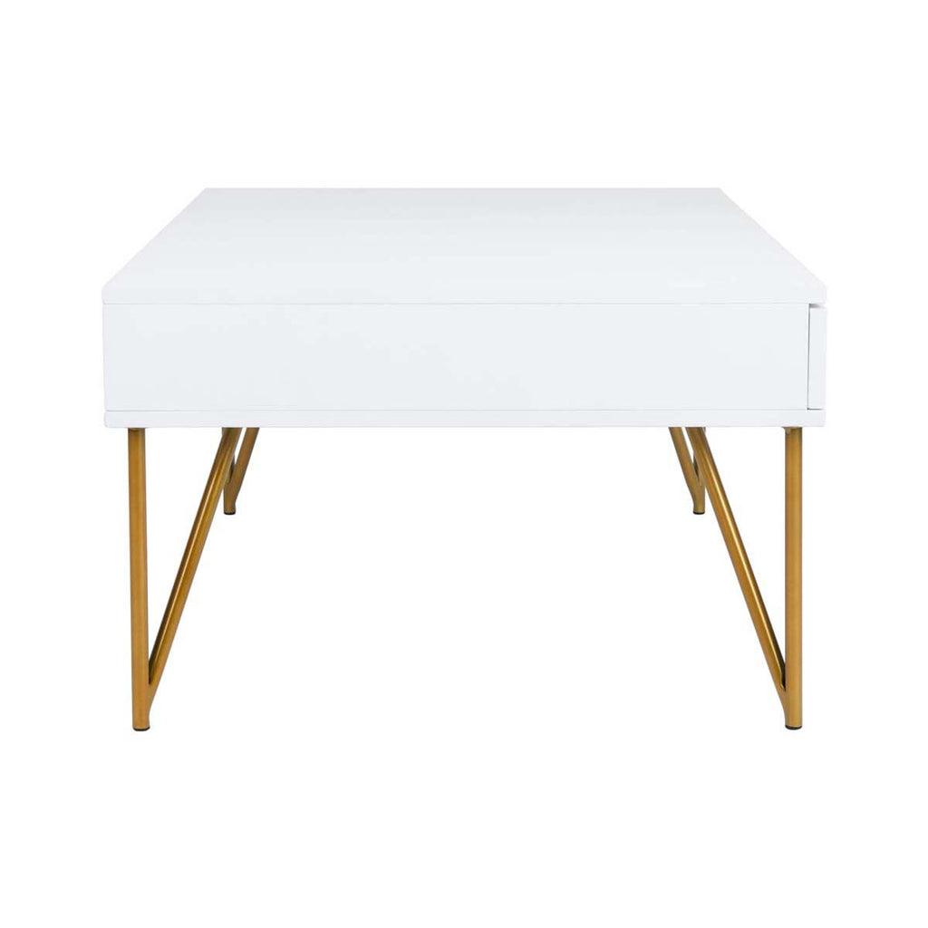 Safavieh Pine Two Drawer Coffee Table - White/Gold Iron