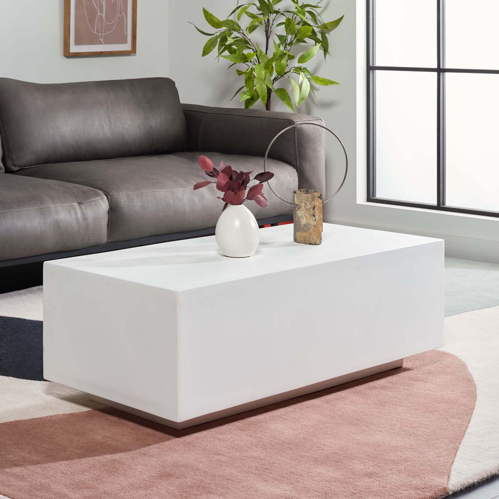 Safavieh Ezro Faux Concrete Coffee Table - White