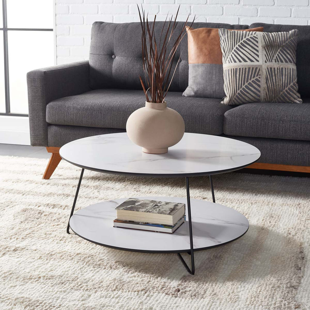 Safavieh Alyce Round Coffee Table - White/Black