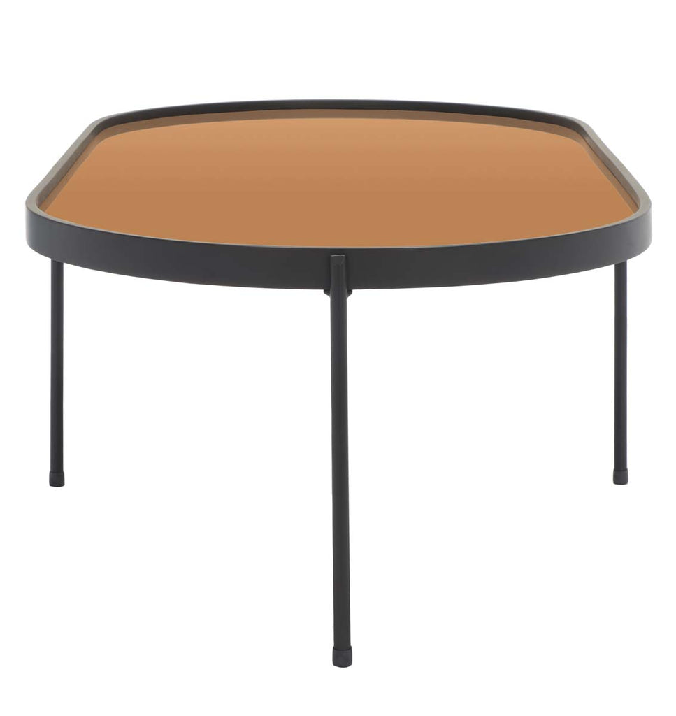 Safavieh Emmerick Mirrored Coffee Table - Rose Gold Top /Matte Black Legs