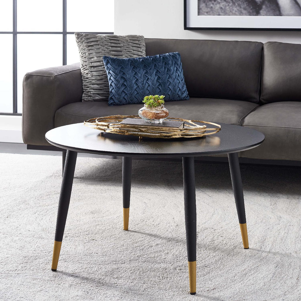 Safavieh Beck Round Coffee Table - Black / Gold