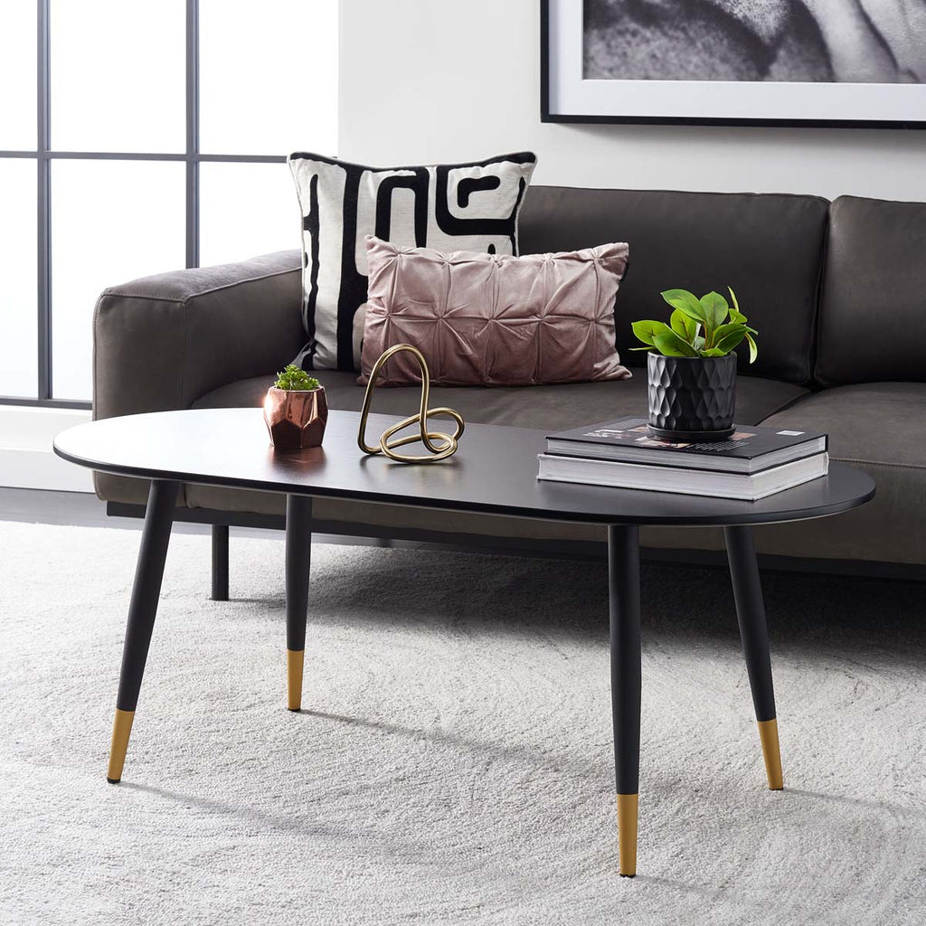 Safavieh Ames Oval Coffee Table - Black / Gold