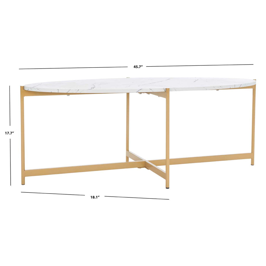 Safavieh Taliyah Oval Coffee Table - White Marble / Gold