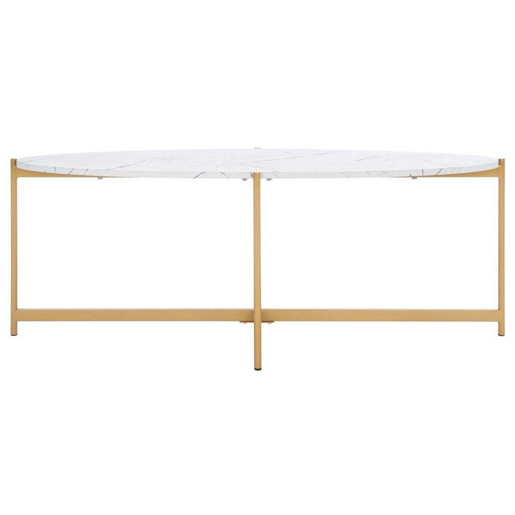 Safavieh Taliyah Oval Coffee Table - White Marble / Gold