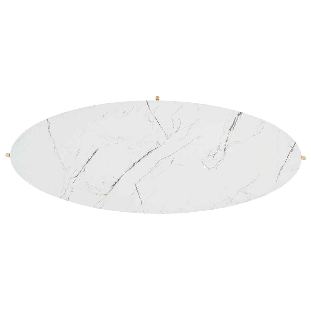 Safavieh Taliyah Oval Coffee Table - White Marble / Gold