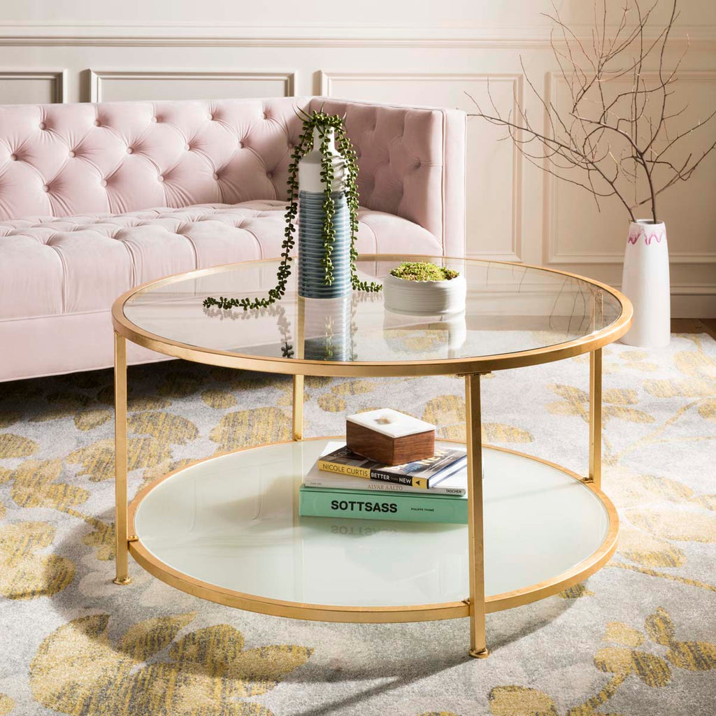 Safavieh Ivy 2 Tier Round Coffee Table - Glass/Gold Foil