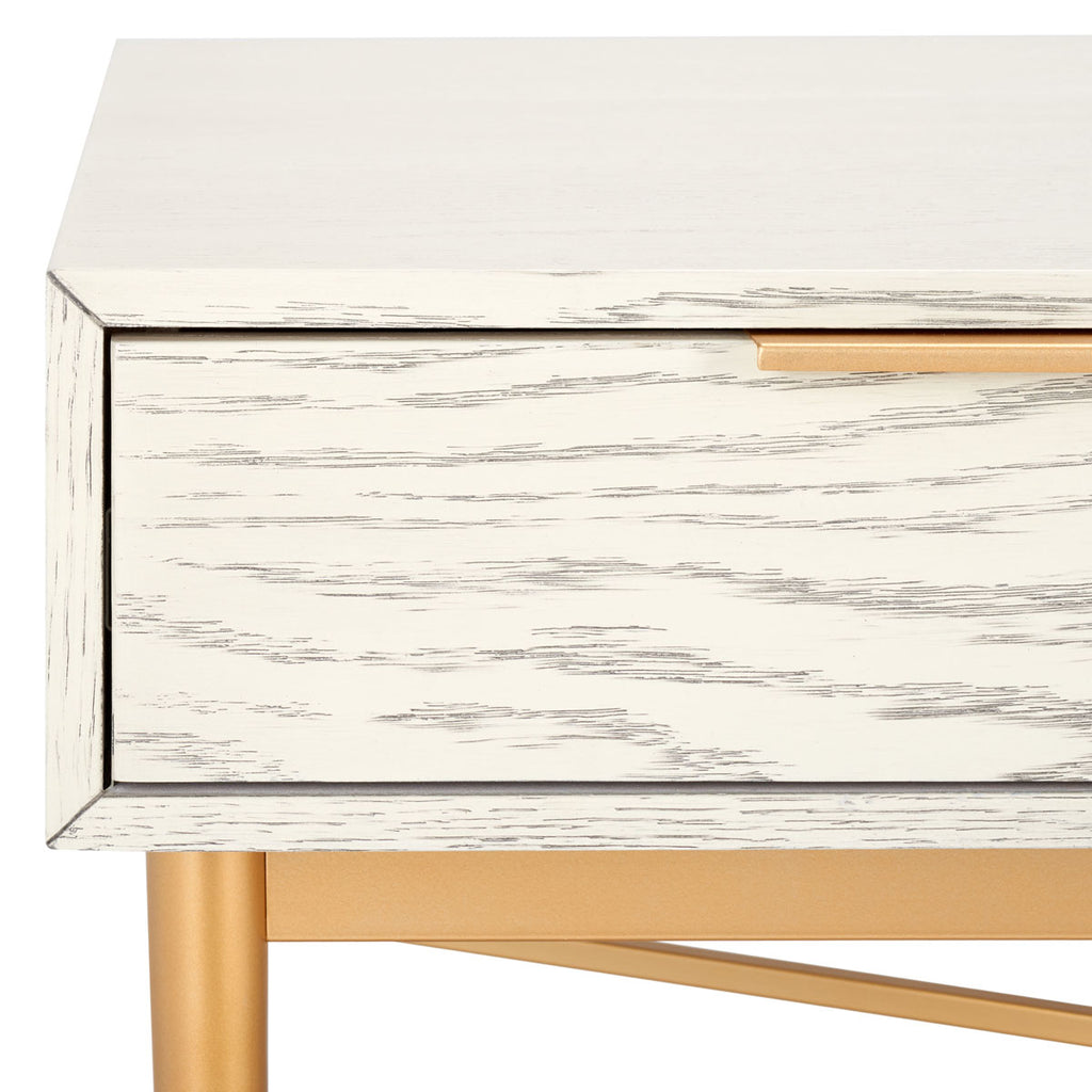 Safavieh Pierre 2 Drawer Coffee Table White Washed / Gold