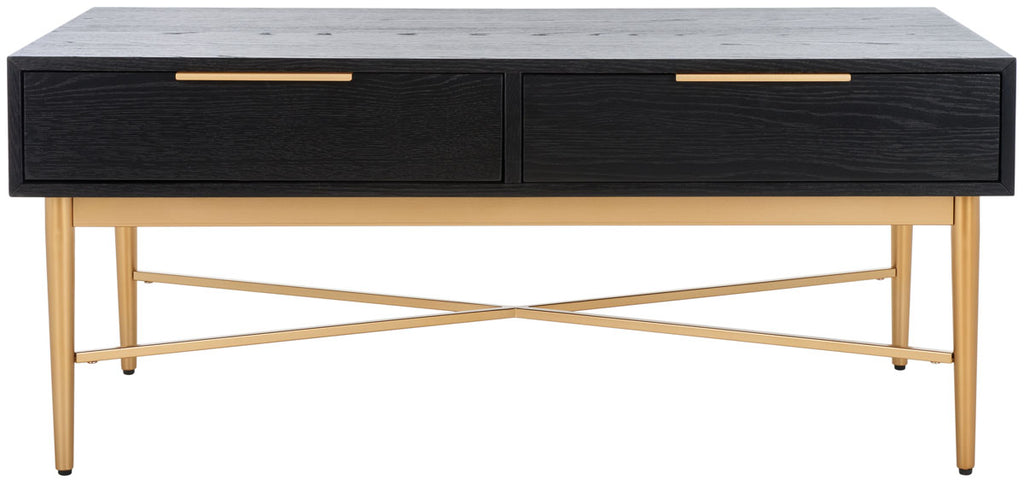 Safavieh Pierre 2 Drawer Coffee Table Black / Gold