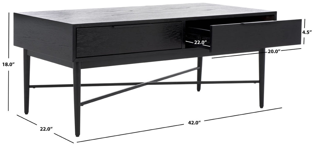 Safavieh Pierre 2 Drawer Coffee Table - Black