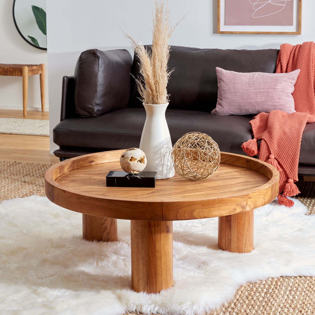 Meek 3 Leg Round Coffee Table | Safavieh -  COF6603 - Natural