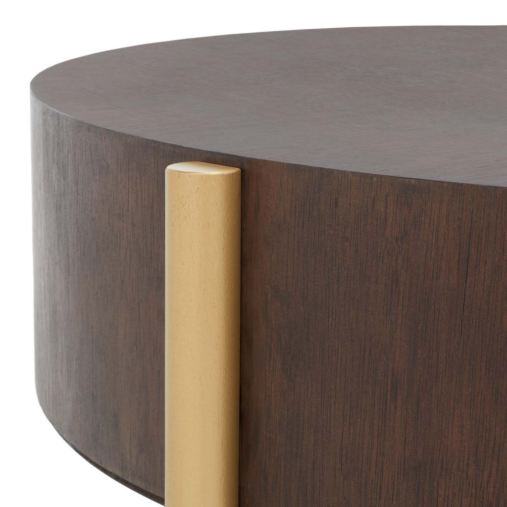 Safavieh Diangela Round Coffee Table - Dark Oak / Gold