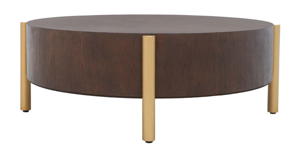 Safavieh Diangela Round Coffee Table - Dark Oak / Gold