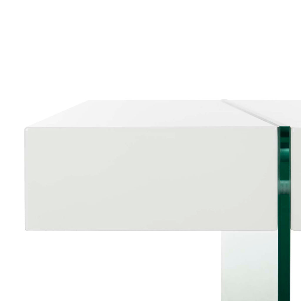 Jacob Rectangular Glass Leg Modern Coffee Table | Safavieh - COF7001 -  White/Glass Legs