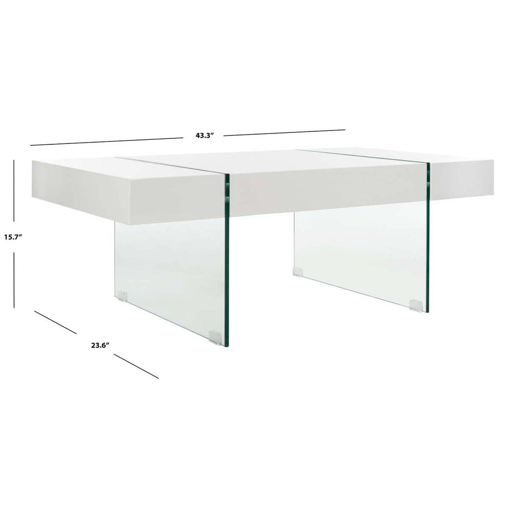 Jacob Rectangular Glass Leg Modern Coffee Table | Safavieh - COF7001 -  White/Glass Legs